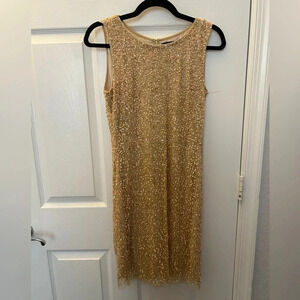 aidan mattox gold sequin dress